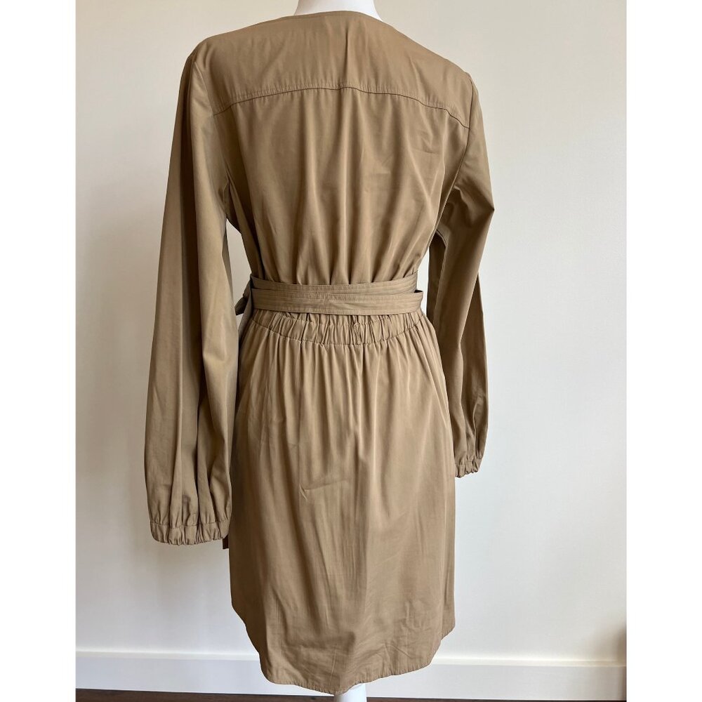 A.L.C. Jezebel Tan Poplin V Neck Belted Mini Dress Size 8 - Picture 7 of 8